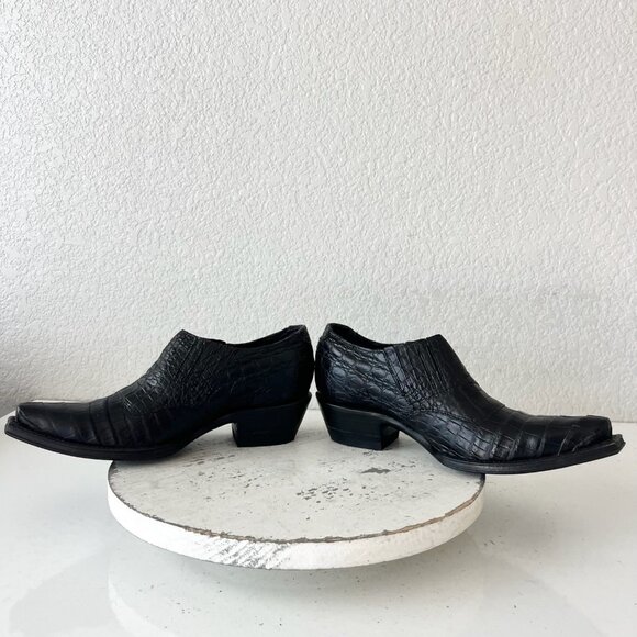 Rod Patrick Womens Pull on Shoes 6.5 C Black Caiman Exotic Western Boots Loafers - Picture 8 of 12